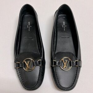 Louis Vuitton black leather driving loafers